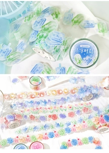 Détail du ruban adhésif PET décoratif aux cadres d'été translucides pour scrapbooking