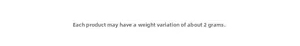Detail note explaining a weight variation of approximately 2g for PET decorative tapes