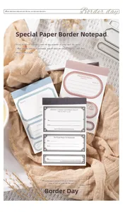 Vintage memoblok van speciaal papier met retro frames en motiverende citaten