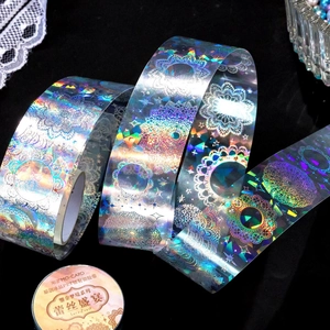 Holographic lace PET tape with silver laser finish for journaling decoration