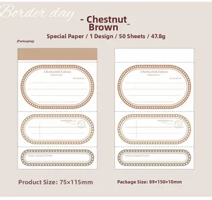 Productspecificaties voor kastanjebruine memo-blokken van speciaal papier met frames