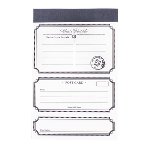 Vintage postcard style memo pad with French decorative borders and lined writing areas