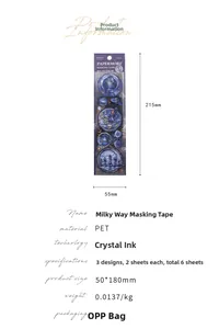Detail showing Galaxy Series PET tape specifications and crystal ink printing process