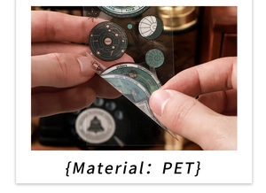 Detailed close-up of celestial PET stickers showing solar system planets and sun motifs
