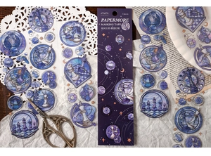 Detailed view of Starry Galaxy washi tape with chess patterns for scrapbook DIY art