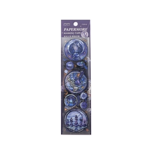 Starry Galaxy chess theme PET masking tape set with 6 vintage style stickers
