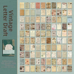 Detail view of 100 sheets vintage vellum scrapbook paper with diverse retro patterns