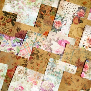 Carte decorative floreali vintage con rose in stile rustico francese per scrapbooking