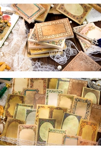 Macro detail of vintage Baroque frames and floral patterns for scrapbooking decor