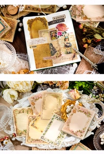 Detailed view of vintage frame stickers and artistic paper ephemera for scrapbooking