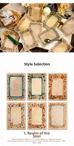 Detail showing vintage decorative border paper set for journaling and scrapbooking crafts