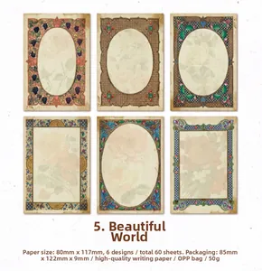 Macro view of 60 vintage palace style frame paper stickers for journaling and DIY decor