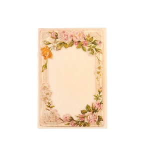 Vintage floral border decorative card with elegant roses for scrapbooking and journaling