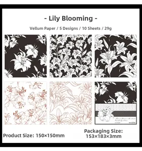Macro detail of floral vellum paper with botanical patterns for DIY journaling and scrapbooking