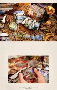 Vista detallada de cinta washi de mariposa vintage con efecto de borde quemado para scrapbooking