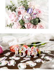 Adesivi numerici floreali per scrapbooking con motivi botanici e stile romantico