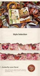 Dettaglio del nastro washi Butterfly History in stile vintage per scrapbooking e artigianato