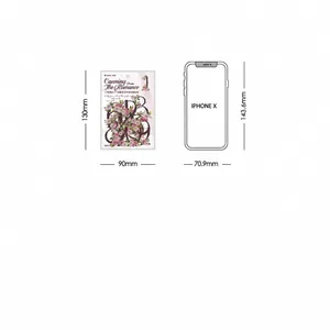 Tabella taglie dettagliata per adesivi floreali 130x90mm con riferimento scala iPhone X