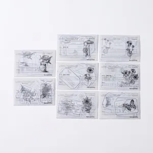 Pegatinas de diario de observación de jardín retro con 8 temas de ilustraciones botánicas
