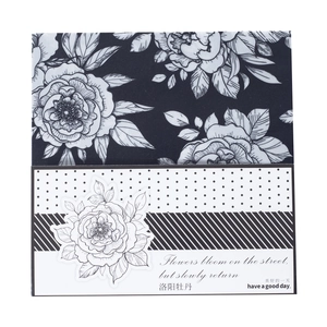 Peony floral DIY scrapbook paper set featuring elegant black and white botanical designs