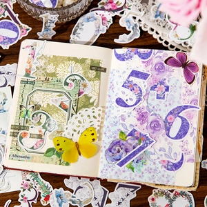 Set di adesivi floreali vintage con numeri per scrapbooking e decorazioni creative DIY