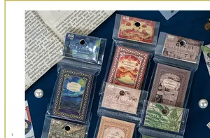 Detail of City Library vintage scrapbooking paper set with classic artistic patterns