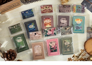 Vintage city library scrapbook paper set with world famous art and floral motifs