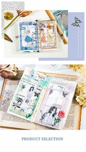 Detail of vintage PET stickers featuring botanical and butterfly designs on clear planners
