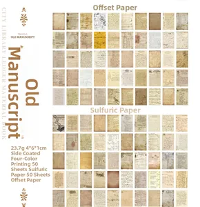 Detail of vintage scrapbook paper set showing vellum and offset paper textures