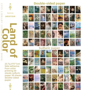 Detailed specs of vintage art scrapbook paper set with size and material information