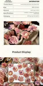 Macro shot of 45pcs Sunset Forest washi stickers with vintage autumn floral designs