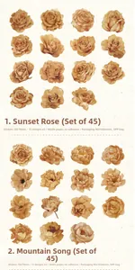Detailed view of vintage sunset forest floral washi stickers for DIY scrapbooking decoration