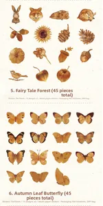 Vintage forest and butterfly washi sticker set for DIY journals featuring 45 pieces each pack