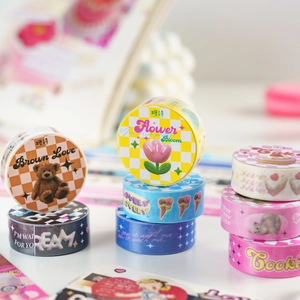 Cute Cartoon Washi Tape For Journaling Decorative Adhesive Paper Tape With Heart Animal Dessert Patterns For Scrapbooking DIY Crafts