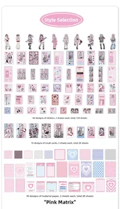 Detail view showing 200pcs cartoon stickers, art cards and scrapbooking paper set