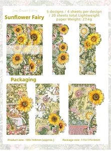 Dettagli di adesivi girasole in carta leggera retrò per la decorazione del diario