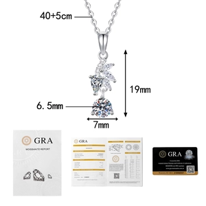Detailed view of s925 silver moissanite pendant with official GRA certification report