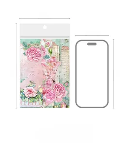 Confronto dimensioni adesivi floreali rosa con iPhone per decorazioni scrapbooking