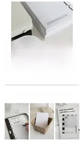 Detailed view of basic symbol memo pads and aesthetic scrapbooking paper set