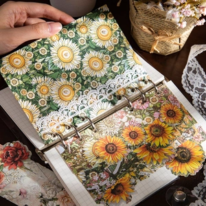 Kit di scrapbooking vintage con carta girasole e pizzo per diari creativi fai-da-te