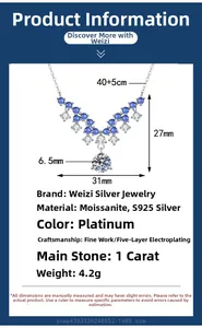 Detailed view of S925 sterling silver V-shaped pendant necklace with 1 carat moissanite
