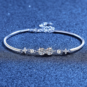 Bracciale in Argento Sterling 925 Con Moissanite per Donna Regolabile Minimalista Elegante Stella Gemella Braccialetto Gioielli Regalo