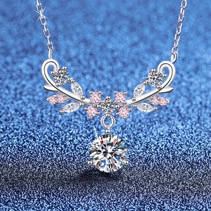 925 Sterling Silver Moissanite Necklace Forest Wheat Ear Leaf Pendant Sparkling Clavicle Chain Fine Jewelry Gift For Women