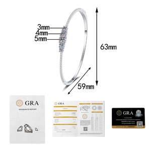 Detail of s925 silver moissanite bangle with GRA certificate and size specifications