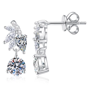 Boucles d'oreilles S925 argent avec moissanite, perles et pierres en forme de larme