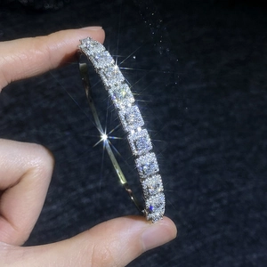 Luxurious S925 sterling silver moissanite bangle with brilliant pave settings