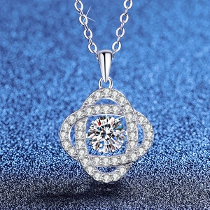 Luxueux Collier en Argent Sterling S925 Avec Moissanite de 1 Carat pour Femme Pendentif Cœur Dansant Bijoux Cadeau Avec Certificat GRA