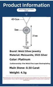 Macro shot of S925 sterling silver key pendant with 0.5ct moissanite gemstone and 45cm chain