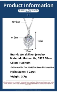 Detailed specs of S925 sterling silver necklace with 1ct moissanite drop pendant