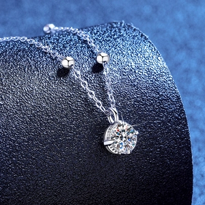 D Color Moissanite Pendant Necklace 925 Sterling Silver Round Cut Lab Grown Diamond Chain Necklace For Women Jewelry Gift